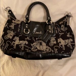 Coach Ashley Horse Carriage Black Shoulder Bag